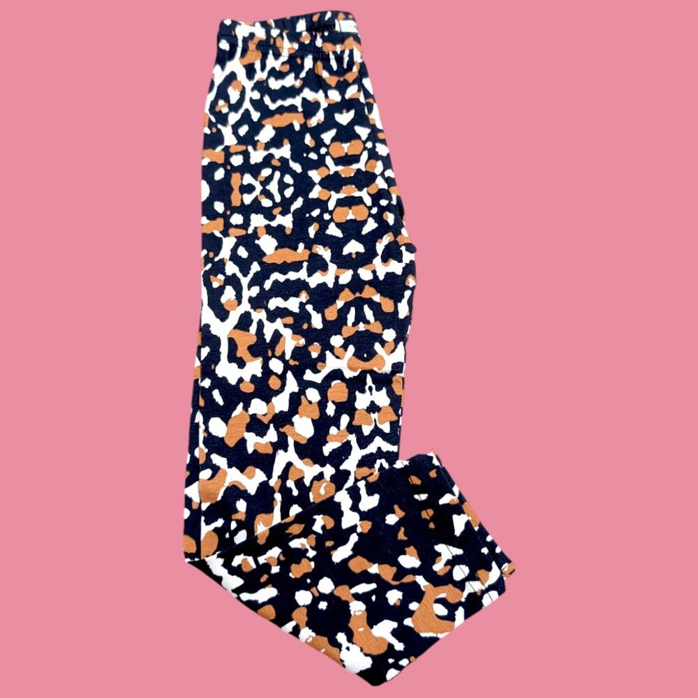 Pepco Full length Soft Cotton leggings Skinny Fit Navy & Brown Abstarct NWOT